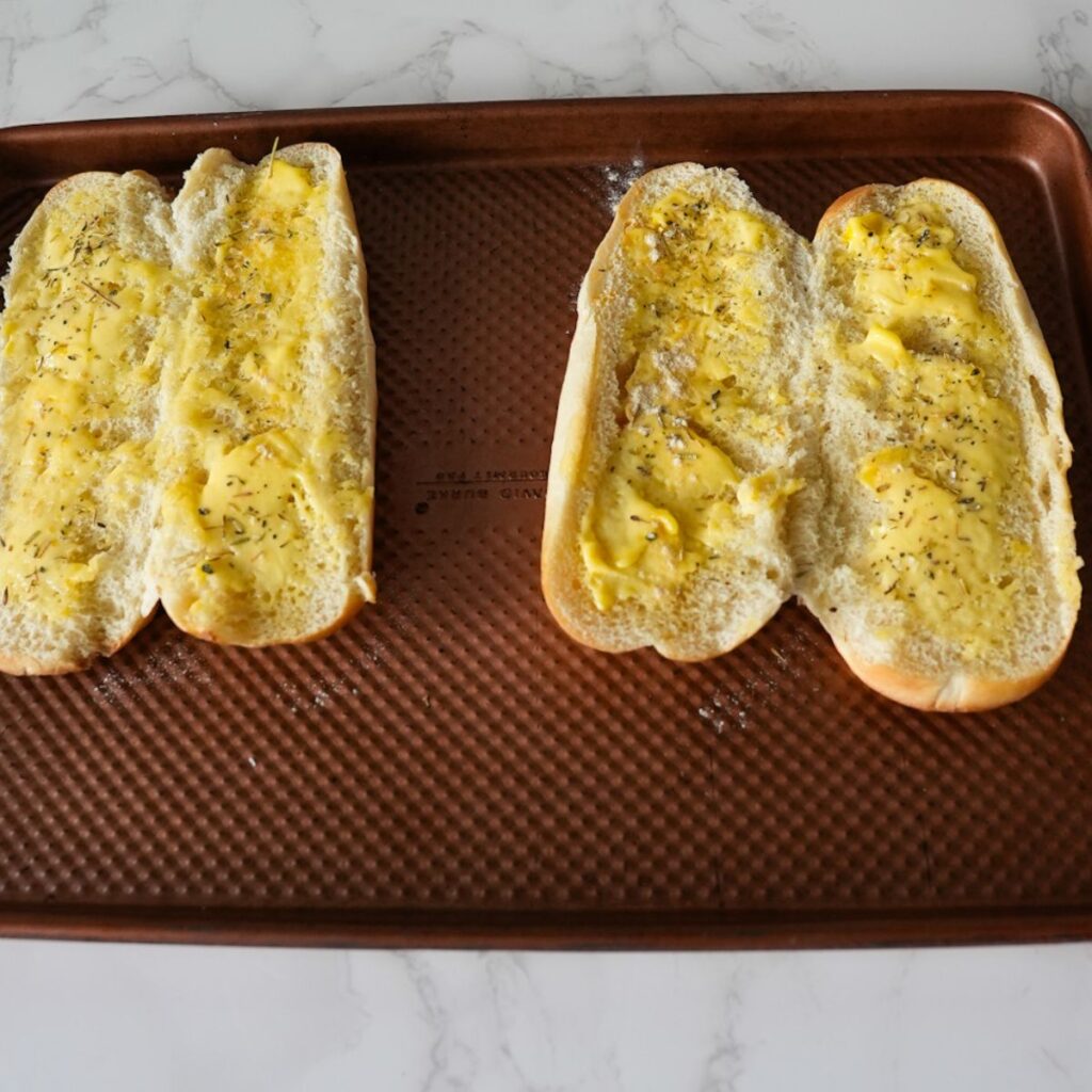 Buttered hero rolls.