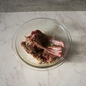 Lamb chops in a marinade.