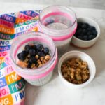 Chia seed pudding with berries and granola.
