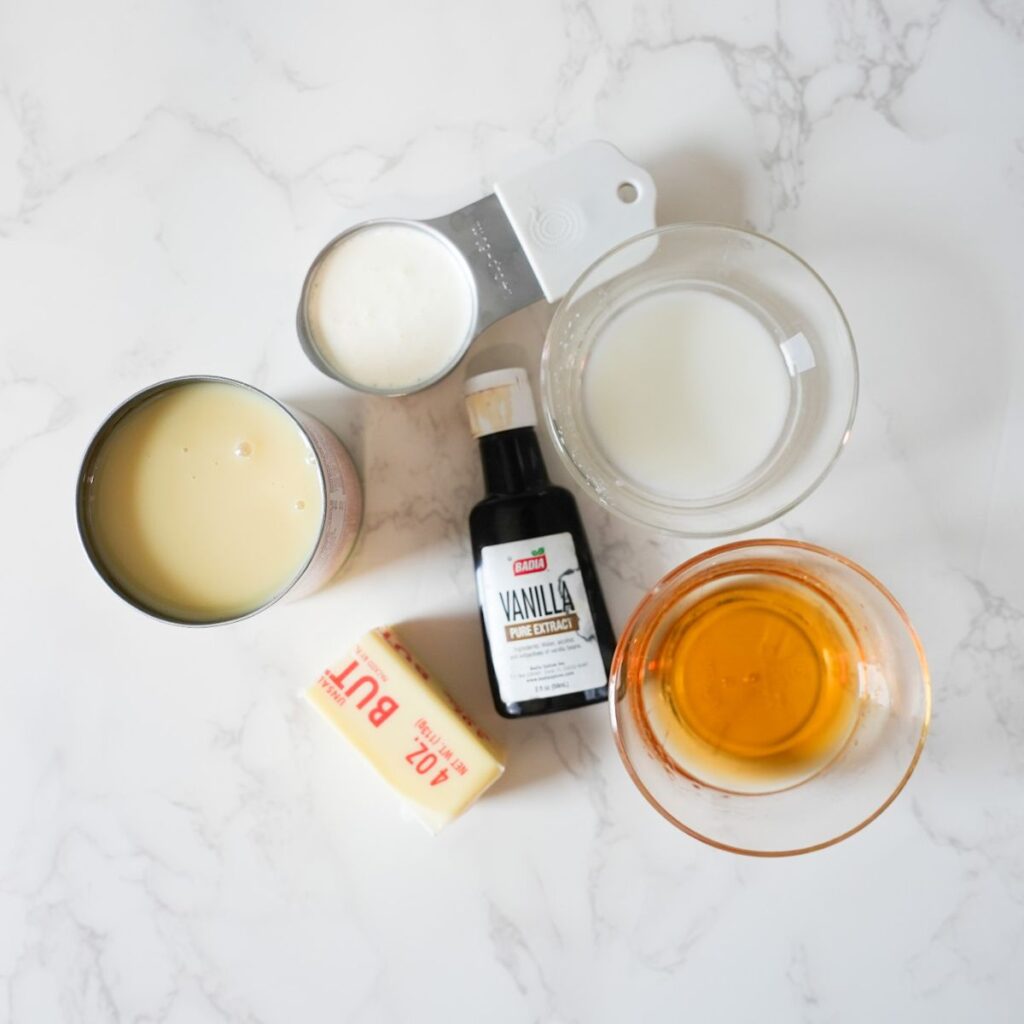 Ingredients for rum sauce.