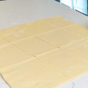 Cut puff pastry sheet.