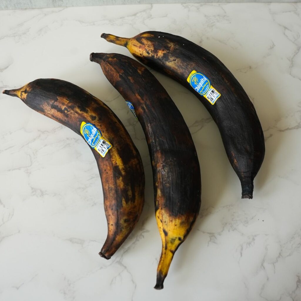 Three ripe plantains.
