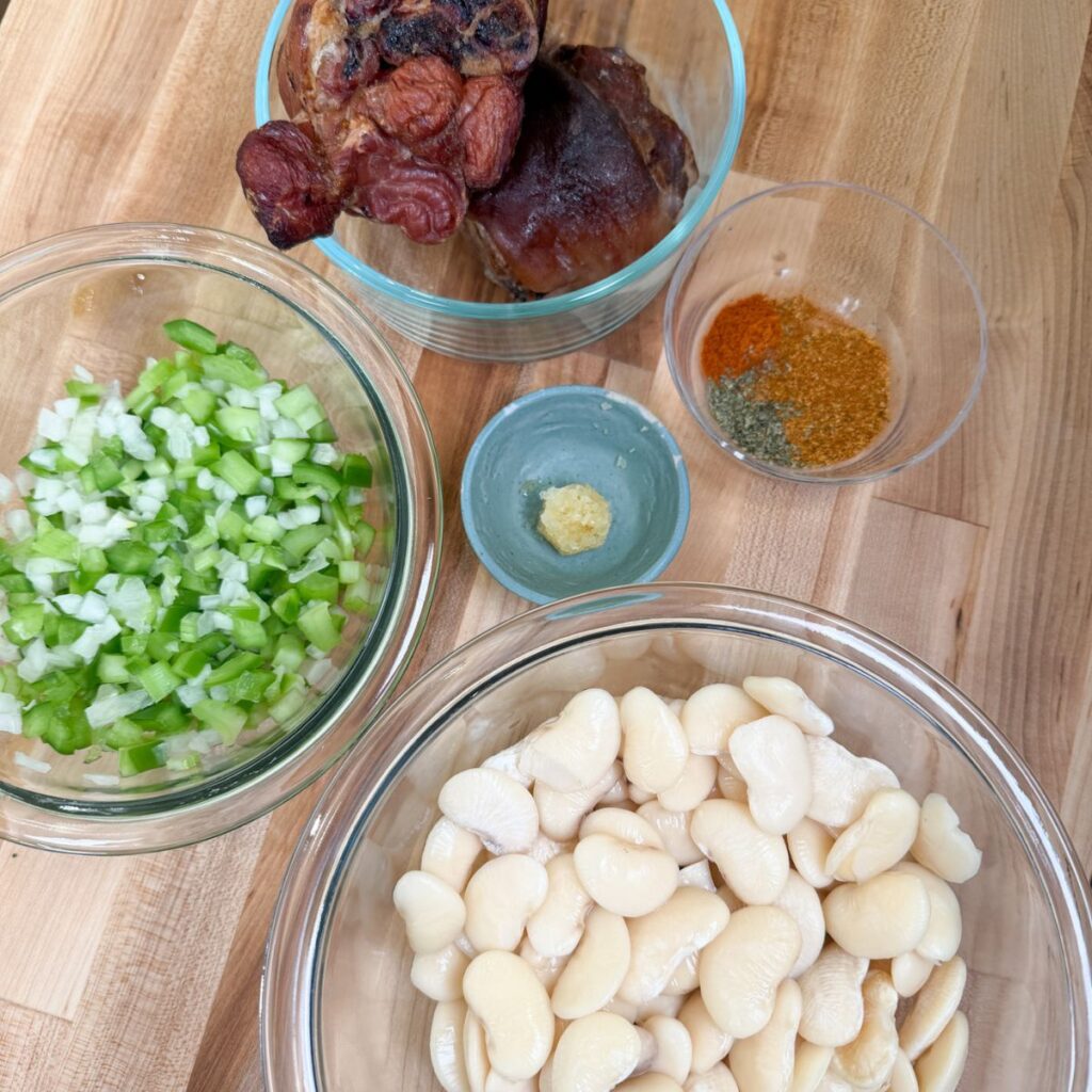 Ingredients for southern lima beans.