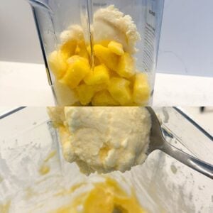 Dole whip ingredients blended in a blender.