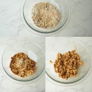 Crisp topping for stuffing baked apples.