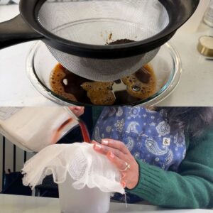 Thai tea being strained.